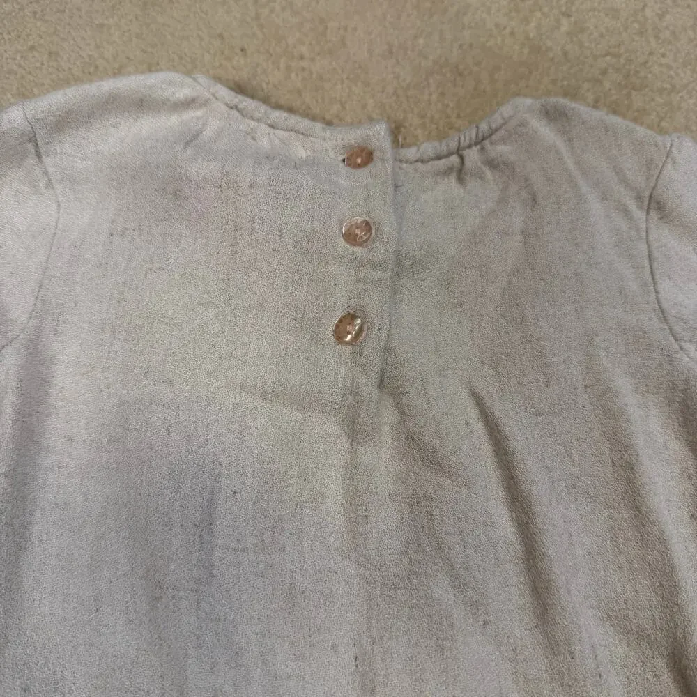 Tommy Bahama Toddler Boho Linen Blend Dress Tassel Neck Embroidered Hem Size 3T